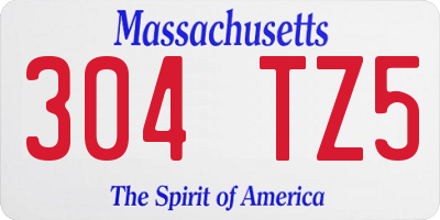 MA license plate 304TZ5