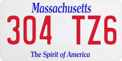 MA license plate 304TZ6