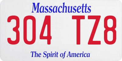 MA license plate 304TZ8