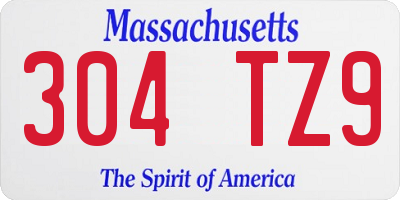 MA license plate 304TZ9