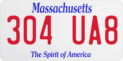 MA license plate 304UA8