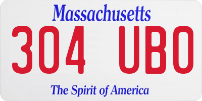 MA license plate 304UB0