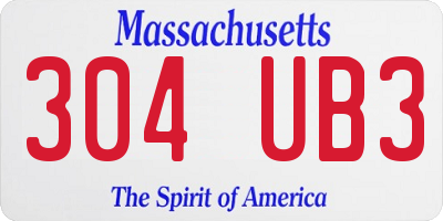 MA license plate 304UB3