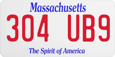 MA license plate 304UB9