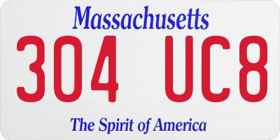 MA license plate 304UC8