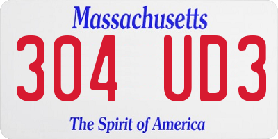 MA license plate 304UD3