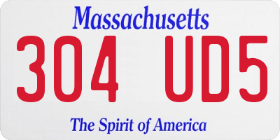 MA license plate 304UD5