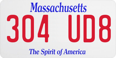 MA license plate 304UD8