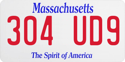 MA license plate 304UD9