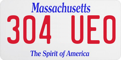 MA license plate 304UE0