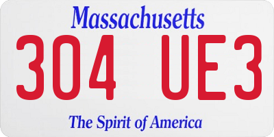 MA license plate 304UE3