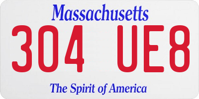 MA license plate 304UE8