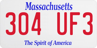 MA license plate 304UF3