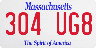 MA license plate 304UG8
