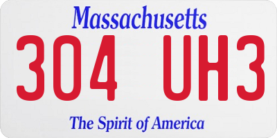MA license plate 304UH3