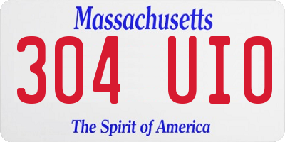 MA license plate 304UI0