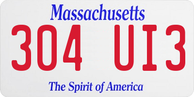 MA license plate 304UI3