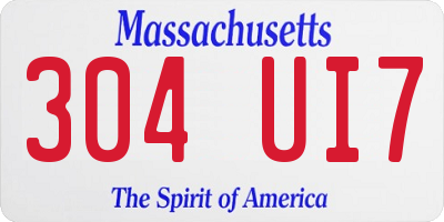 MA license plate 304UI7