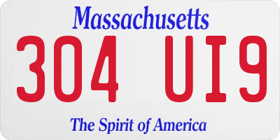 MA license plate 304UI9