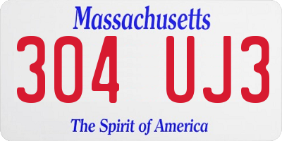 MA license plate 304UJ3