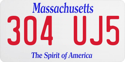 MA license plate 304UJ5