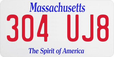 MA license plate 304UJ8