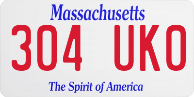 MA license plate 304UK0