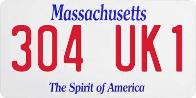 MA license plate 304UK1
