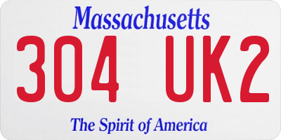 MA license plate 304UK2