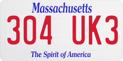 MA license plate 304UK3