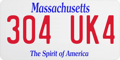 MA license plate 304UK4