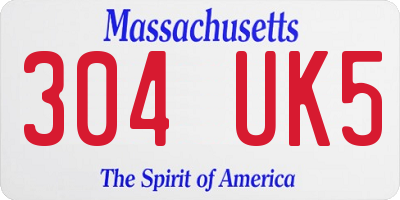 MA license plate 304UK5