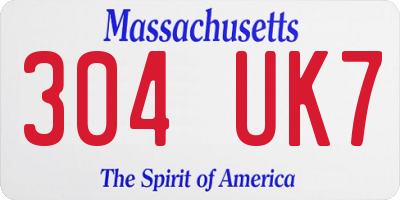 MA license plate 304UK7