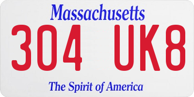 MA license plate 304UK8