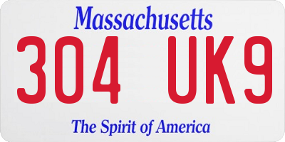 MA license plate 304UK9