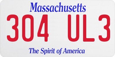 MA license plate 304UL3
