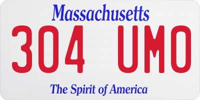 MA license plate 304UM0