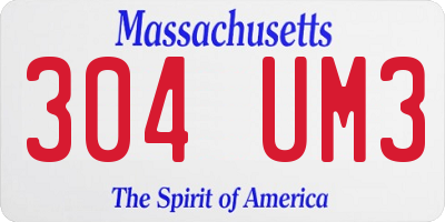 MA license plate 304UM3