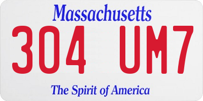 MA license plate 304UM7