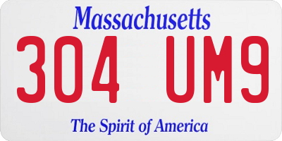 MA license plate 304UM9