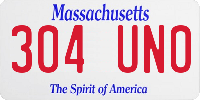 MA license plate 304UN0