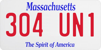 MA license plate 304UN1