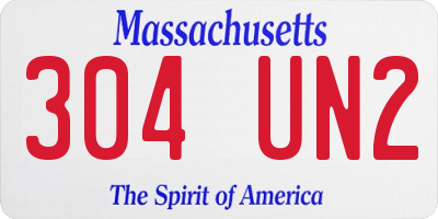 MA license plate 304UN2