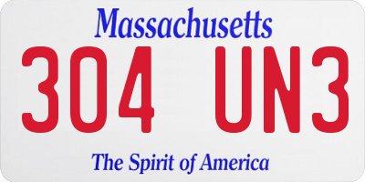 MA license plate 304UN3