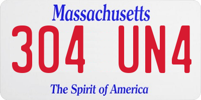 MA license plate 304UN4