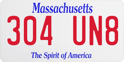 MA license plate 304UN8