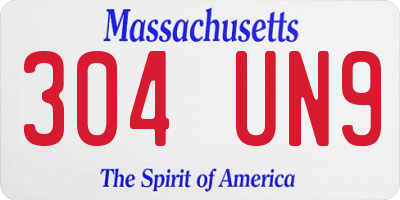 MA license plate 304UN9