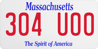 MA license plate 304UO0