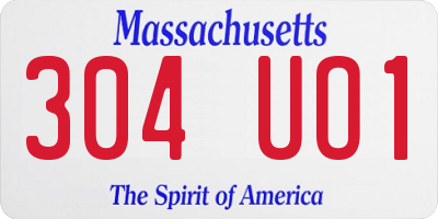 MA license plate 304UO1