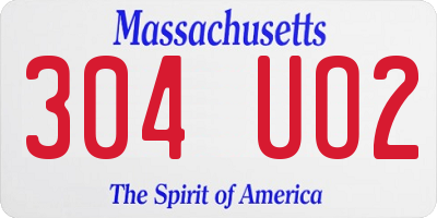 MA license plate 304UO2
